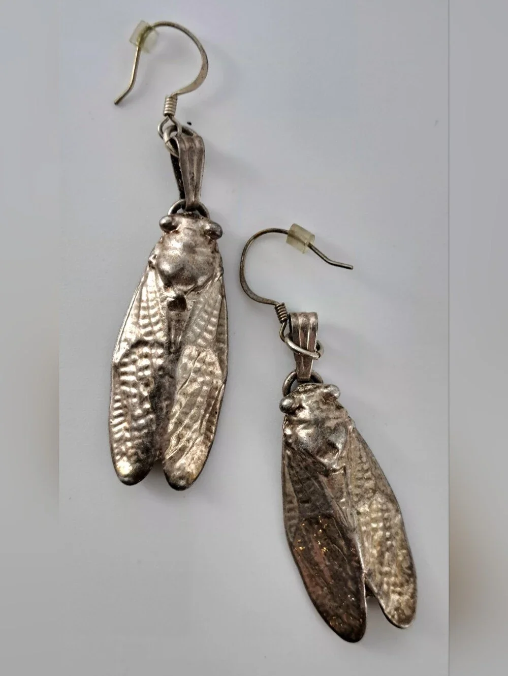 Authentic Philippe Lauro Silver Cast Cicada Earrings - Picture 1 of 3